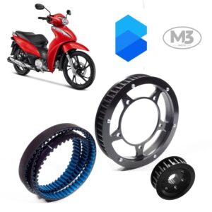 Kit Transmissão Correia Dentada - Honda Biz100 Biz125 POP 100 - Imagem 5